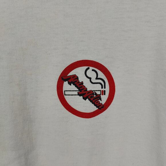 Vintage Tobacco Use Prevention Information Graphic T-Shirt Size Large White LA - Picture 2 of 8